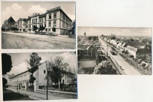 Törökszentmiklós - 7 db MODERN képeslap: látképek, Járási Tanács, Technikum, utcakép (Képzőművészeti...