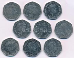 Nagy-Britannia 2004-2022. 50p (9xklf) forgalmi emlékpénz T:XF,VF
United Kingdom 2004-2022. 50 Pence...