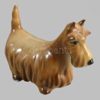 Zsolnay Skót Terrier, kézzel festett, jelzett, hibátlan, m: 6 cm, h: 9 cm