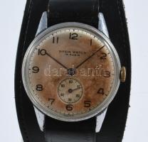 Nasia watch 15 köves kézi felhúzós szerkezetű karóra. Működő, jó állapotban, bőr szíjjal. d: 33 mm