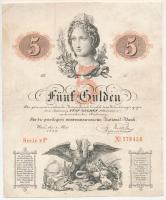 1859. 5G "rP 773453" vízjeles papíron T:F restaurált / Hungary 1859. 5 Gulden "rP 773...