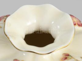 Zsolnay virágmintás paradicsomvirág váza, jelzett, hibátlan, d: 11 cm