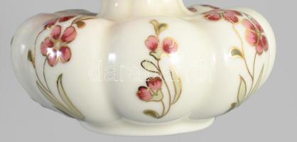 Zsolnay virágmintás paradicsomvirág váza, jelzett, hibátlan, d: 11 cm