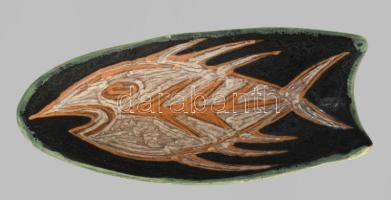 Gorka Lívia halas mintás ékszeres edény. Jelzett, hibátlan, h: 15,5 cm