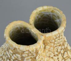 Gorka Géza hólyagos kétszájú váza. Jelzett, hibátlan, m: 15 cm