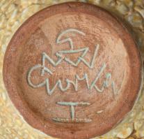 Gorka Géza hólyagos kétszájú váza. Jelzett, hibátlan, m: 15 cm