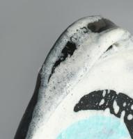 Gorka Lívia türkiz-fekete csíkos kínáló. Jelzett, hibátlan, d: 22,5 cm