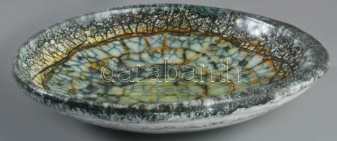 Gádor István (1891-1984): Kristálymázas dísztál. Jelzett, hibátlan, 22x20 cm