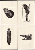 Perei Zoltán (1913-1992): 8 db Linómetszetet tartalmazó mappa 22x16 cm