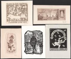 14 db ex libris rézkarc klf alkotóktól vegyes méret részben jelzettek