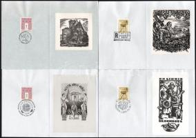 20 db halmozott grafika, bélyegző, bélyeg, ex libris.