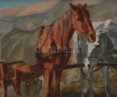 Pállya Carolus (1875-1930): Vásári jelenet. Olaj, karton, jelzett, 11x16 cm Dekoratív keretben