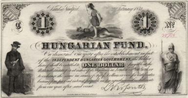 1852. Emigrációs "Philadelphiai Kossuth bankó" 1$ "D" sorozata, piros kézzel írott sorszámozás! T:I