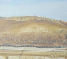 Sugár Gyula (1924-1991): Táj, 1969. Olaj, farost, jelzett. Hátoldalán Képcsarnok Vállalat címkéjével...