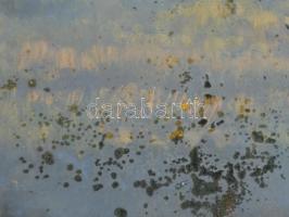 Szabó Lajos (1927-1995): Dunántúli táj. Olaj, farost, jelzett. Hátoldalán Képcsarnok Vállalat címkéj...