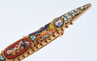 Murano mikromozaikos bross, h: 7,5 cm