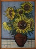 Koch Vilmos (1927-2006): Naprforgók. Olaj, farost, jelzett. Hátoldalán autográf felirattal 70x50 cm