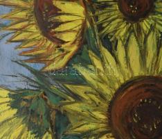 Koch Vilmos (1927-2006): Naprforgók. Olaj, farost, jelzett. Hátoldalán autográf felirattal 70x50 cm