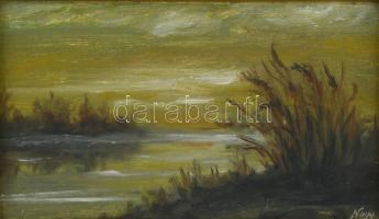 Nagy jelzéssel: 3 db kis méretű tájkép. Olaj, karton, 9x15cm, 7x12 cm Keretben