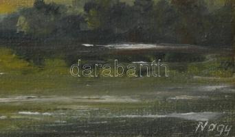 Nagy jelzéssel: 3 db kis méretű tájkép. Olaj, karton, 9x15cm, 7x12 cm Keretben