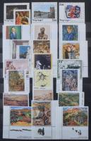 Festmény motívum összeállítás A4-es berakóban, benne sorok, blokkok, FDC-k, sok csehszlovák és japán...