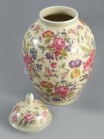 Thomas Ivory virágmintás fedeles váza, jelzett, hibátlan, m: 30 cm