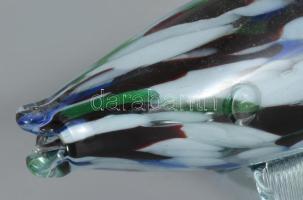 Anyagában színezett üveghal, hibátlan, h: 27 cm