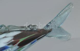 Anyagában színezett üveghal, hibátlan, h: 27 cm