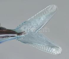 Anyagában színezett üveghal, hibátlan, h: 27 cm