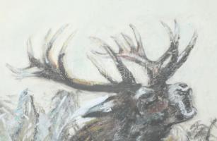 Gregor jelzéssel: Szarvasbőgés. Pasztell, papír, jelzett 42x32 cm Üvegezett keretben