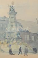 Jelzés nélkül: Mátyás templom. Akvarell, papír, 39x40 cm Üvegezett keretben