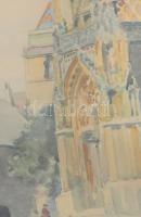 Jelzés nélkül: Mátyás templom. Akvarell, papír, 39x40 cm Üvegezett keretben