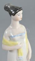 Drasche női figura, kézzel festett, jelzett, hibátlan, m: 17,5 cm