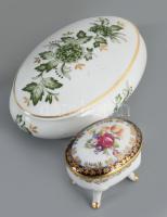 4 darab porcelán bonbonier, közte Herendi, sérült fogóval