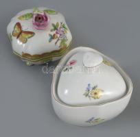 4 darab porcelán bonbonier, közte Herendi, sérült fogóval