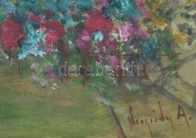 Neogády jelzéssel: Lány kertben. Olaj, papír. Jelzett 19x29 Üvegezett keretben