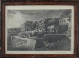 Paulovits Pál (1892-1975): Veszprémi vár. Rézkarc, papír, jelzett, 20×29 cm