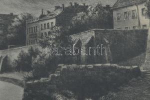 Paulovits Pál (1892-1975): Veszprémi vár. Rézkarc, papír, jelzett, 20×29 cm