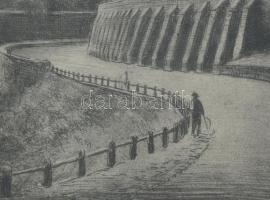 Paulovits Pál (1892-1975): Veszprémi vár. Rézkarc, papír, jelzett, 20×29 cm