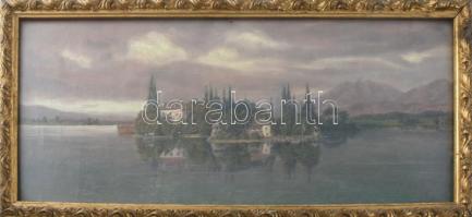 Azonosítatlan jelzéssel: Alpesi falu. Olaj, karton, jelzett, üvegezett keretben 19x40 cm