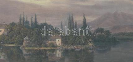 Azonosítatlan jelzéssel: Alpesi falu. Olaj, karton, jelzett, üvegezett keretben 19x40 cm