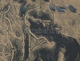 EKJ jelzéssel: Ülő akt. Monotípiaa, papír, 17x8 cm. Üvegezett fakeretben