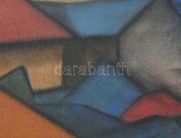 Einczinger Ferenc (1879 - 1950): Háztetők.1926. pasztell, papír, jelzett 29x39 cm Üvegezett keretben