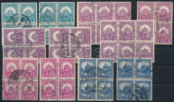 1926 Pengő-fillér 2f, 4f, 8f, 10f értékek 4-es és 6-os tömbökben