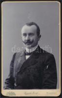 cca 1890 Férfiportré, keményhátú fotó Kossak József budapesti (Buziás, Arad) műterméből, 21,5×13,5 cm