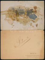 cca 1890-1910 Hölgy elegáns ruhában és házaspár portréja, 2 db keményhátú fotó bécsi műtermekből, há...