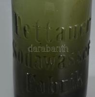 Antik Pettauer Sodawasser Fabrik zöld üveg, m: 17 cm