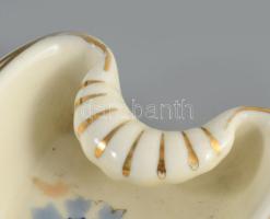 Zsolnay búzavirág mintás szív alakú ékszeres tálka. Jelzett, hibátlan, 12x8,5 cm