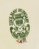 Zsolnay búzavirág mintás szív alakú ékszeres tálka. Jelzett, hibátlan, 12x8,5 cm