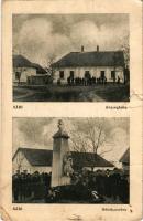 1942 Sári (Dabas), Községháza, Hősök szobra, emlékmű. Hangya kiadása (szakadás / tear)